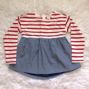 Baby GAP White Red Striped Baby Doll Top Size 5